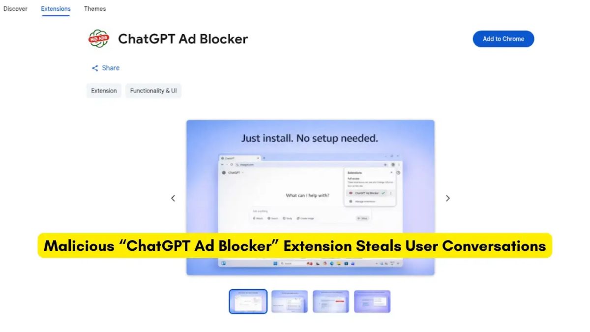 Fake ChatGPT Ad Blocker Extension Exposed as Spyware, Stealing Private AI Conversations
